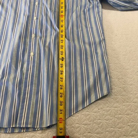 Brooks Brothers 1818 Mens Size Large Non-Iron Shirt 100% Cotton Blue Stripe - Picture 7 of 9